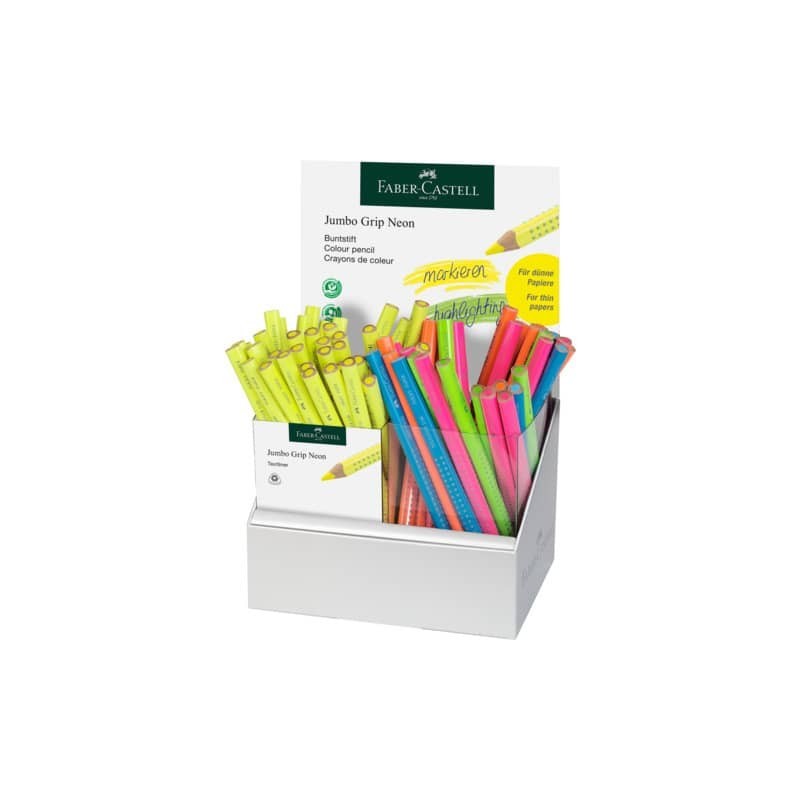 Espositore 72 matite-evidenziatori Jumbo Grip Neon Faber-Castell colori assortiti 114873