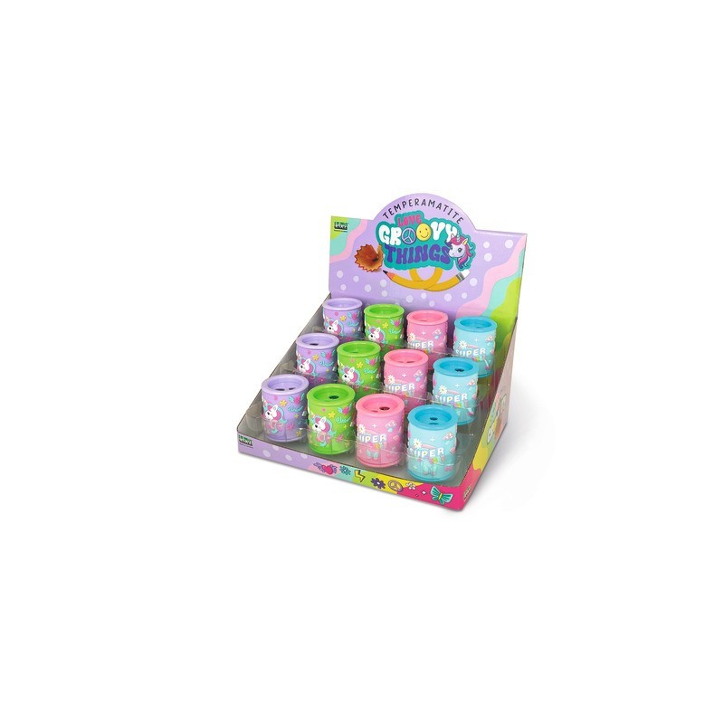 Espositore 12 temperamatite a 2 fori Lebez in morbida gomma con particolari 3D linea Cutie - 81969