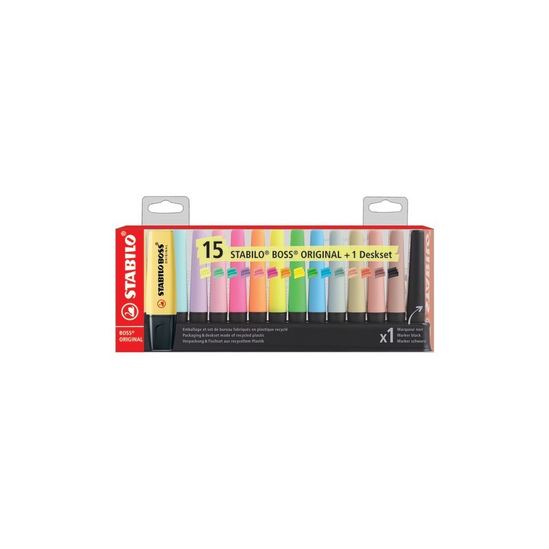 Desk set evidenziatori Stabilo Boss® Original 2-5 mm - 15 colori assortiti F60915