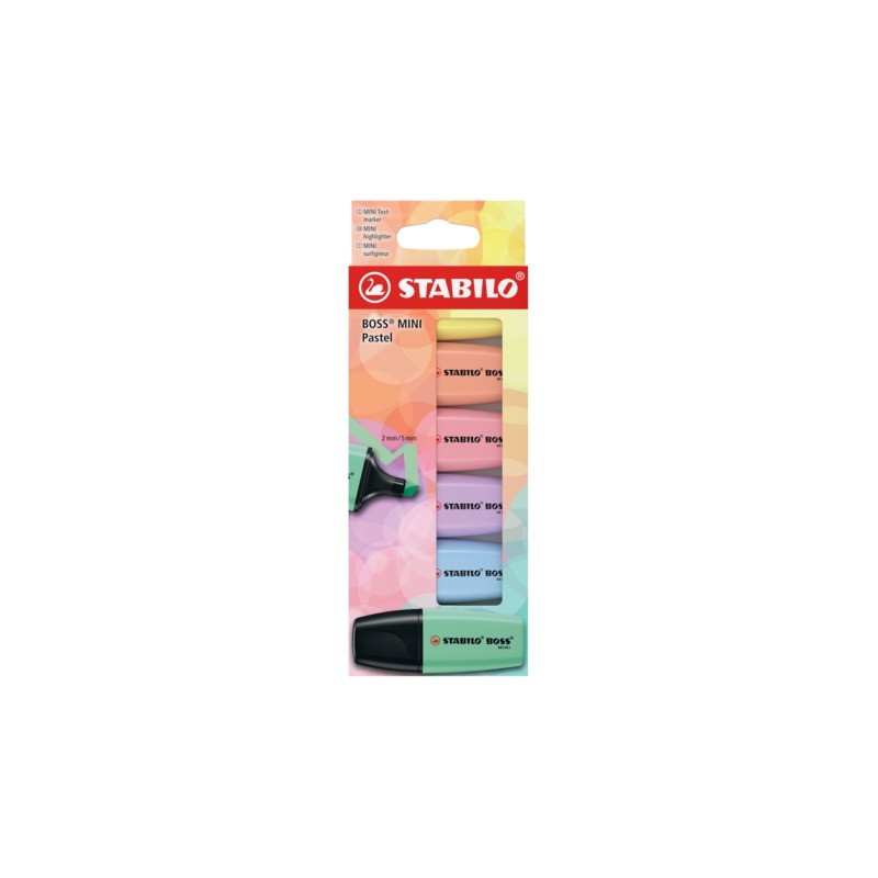 Evidenziatori Stabilo Boss® Mini Pastel - conf. 6 colori assortiti 07/6-2-01
