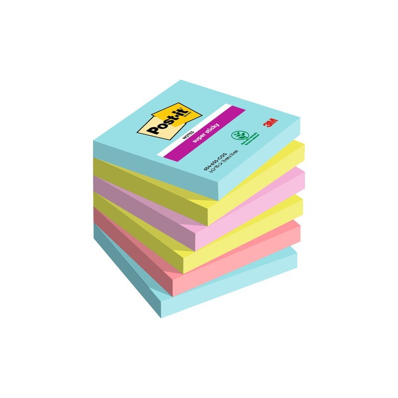 Foglietti Post-it® Super Sticky Cosmic - conf. 6 blocchetti da 90 ff 76x76 mm - 654-6SS-COS