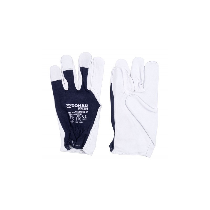 Guanti da lavoro con impugnatura in pelle di capra e dorso in PL Donau Safety conf. 12 pz Tg. 9/L - 32113221-09
