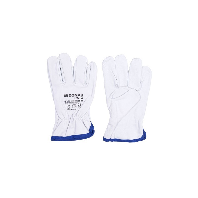 Guanti da lavoro in pelle di capra con polsino elastico bianco Donau Safety conf. 12 pz Tg. 7/S - 32143621-07