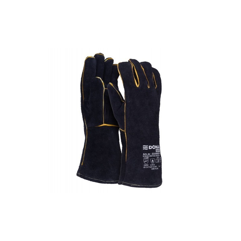 Guanti da lavoro per saldatura MIG in pelle crosta bovina Donau Safety nero conf. 12 pz Tg. 10/XL - 32185631-10