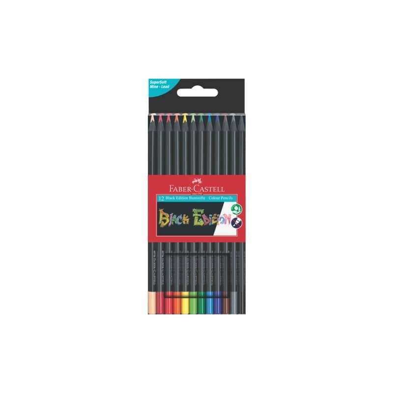 Matite colorate Faber-Castell Black Edition triangolari - conf. da 12 pezzi in astuccio appendibile - 116412