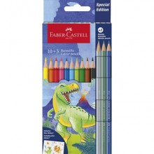 Matite colorate Faber-Castell fusto esagonale in conf. da 10 Classic dinosauro + 3 Metallic - 111213