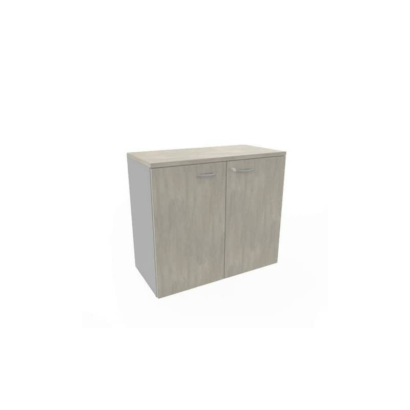 Armadio basso con ante battenti cemento scocca trama antracite 90x45xH.81,5 cm Practika Quadrifoglio - ECEB90B-CL-TA-CL