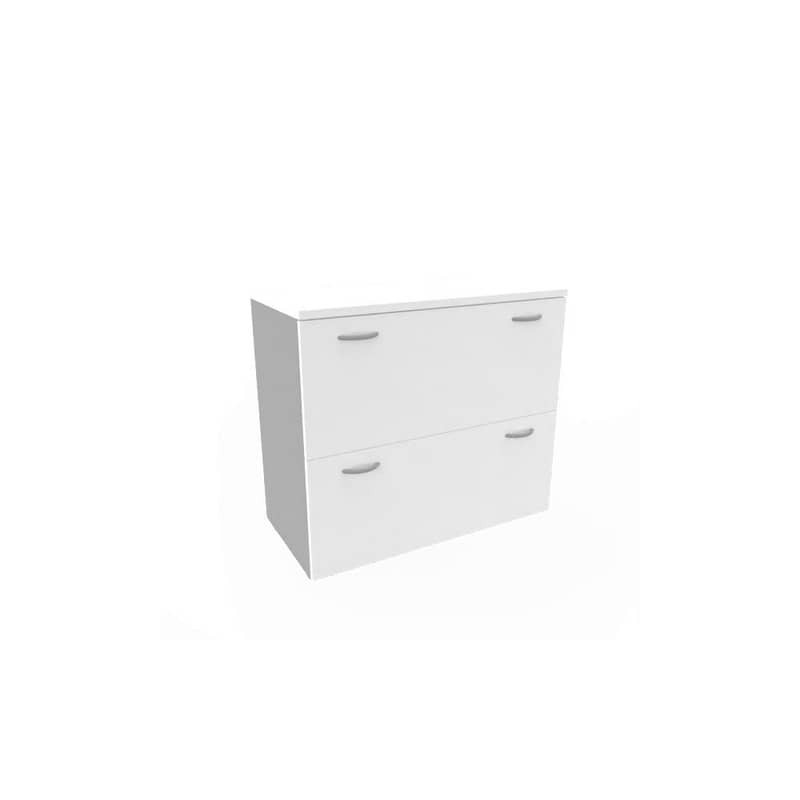 Armadio basso bianco con scocca trama antracite 90x45xH.81,5 cm con due classificatori estraibili Practika