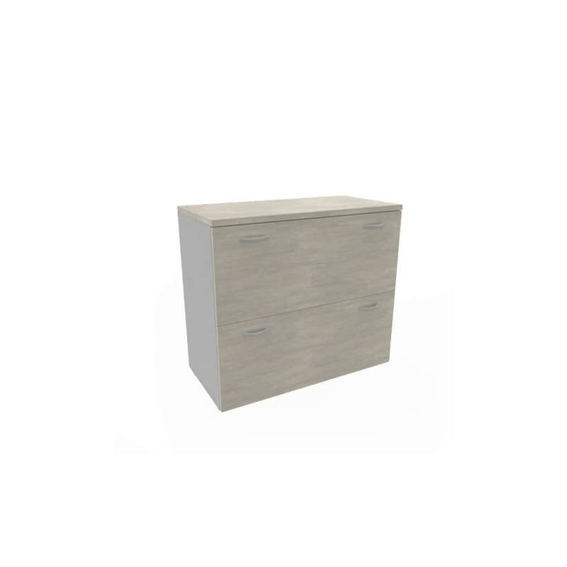 Armadio basso cemento con scocca trama antracite 90x45xH.81,5 cm con due classificatori estraibili Practika