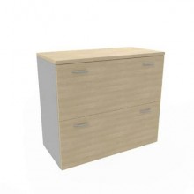 Armadio basso rovere con scocca trama antracite 90x45xH.81,5 cm con due classificatori estraibili Practika