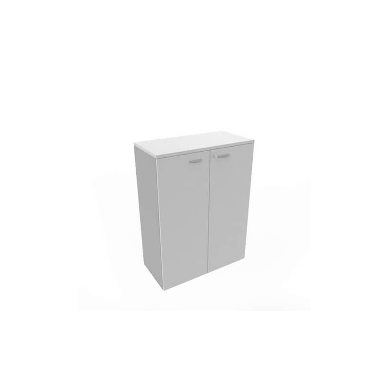 Armadio medio con ante battenti grigio scocca trama antracite 90x45xH.123,2 cm Practika Quadrifoglio - ECEM90M-GR-TA-GR