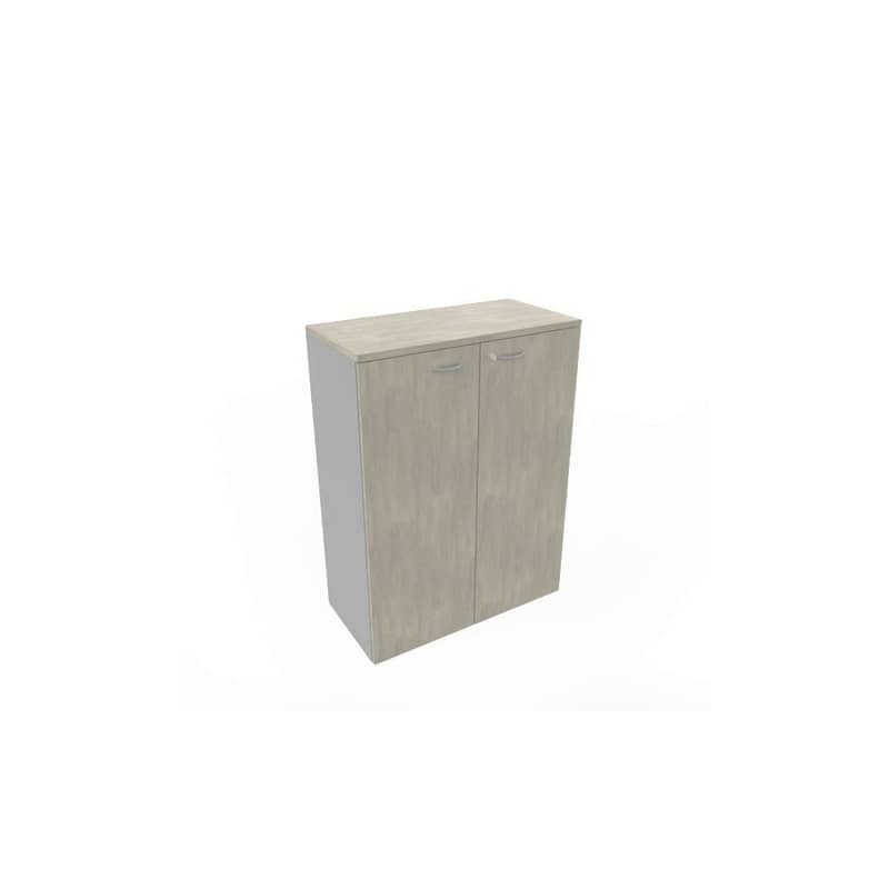Armadio medio con ante battenti cemento scocca trama antracite 90x45xH.123,2 cm Practika Quadrifoglio - ECEM90M-CL-TA-CL