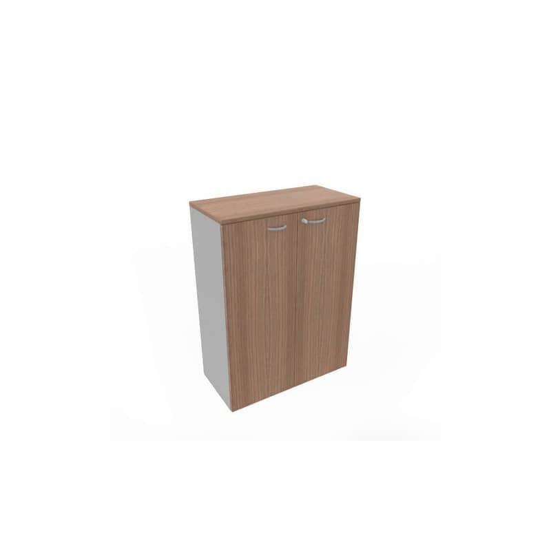 Armadio medio con ante noce canaletto scocca trama antracite 90x45xH.123,2 cm Practika Quadrifoglio - ECEM90M-NO-TA-NO