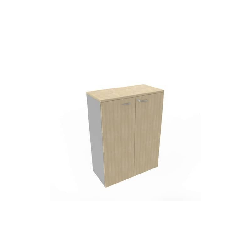 Armadio medio con ante battenti rovere scocca trama antracite 90x45xH.123,2 cm Practika Quadrifoglio - ECEM90M-RK-TA-RK