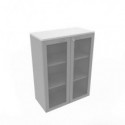 Armadio medio ante vetro telaio MDF, top grigio scocca trama antracite 90x45xH.123,2 cm - ECEM90T-GR-TA-V3