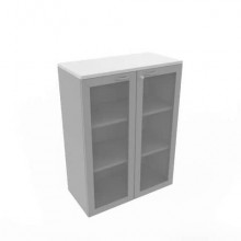 Armadio medio ante vetro telaio MDF, top grigio scocca trama antracite 90x45xH.123,2 cm - ECEM90T-GR-TA-V3