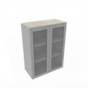 Armadio medio ante vetro telaio MDF, top cemento scocca trama antracite 90x45xH.123,2 cm - ECEM90T-CL-TA-V3
