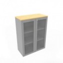 Armadio medio ante vetro telaio MDF, top faggio scocca trama antracite 90x45xH.123,2 cm - ECEM90T-FA-TA-V3