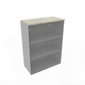 Armadio medio con ante vetro fumè, top cemento scocca trama antracite 90x45xH.123,2 cm - ECEM90V-CL-TA-GE
