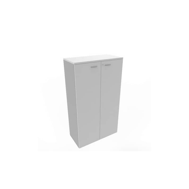Armadio medio con ante battenti grigio scocca trama antracite 90x45xH.160 cm Practika Quadrifoglio - ECEL90L-GR-TA-GR