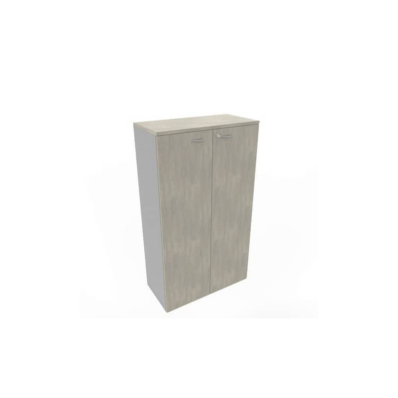 Armadio medio con ante battenti cemento scocca trama antracite 90x45xH.160 cm Practika Quadrifoglio - ECEL90L-CL-TA-CL