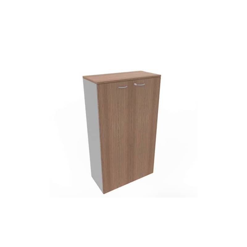 Armadio medio con ante noce canaletto scocca trama antracite 90x45xH.160 cm Practika Quadrifoglio - ECEL90L-NO-TA-NO