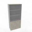 Armadio alto con ante basse cemento e alte in vetro scocca trama antracite 90x45xH.200 cm - ECE490V-CL-TA-GE
