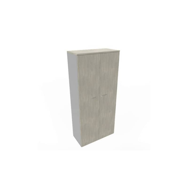 Armadio alto con ante battenti cemento scocca trama antracite 90x45xH.200 cm Practika Quadrifoglio - ECES90S-CL-TA-CL
