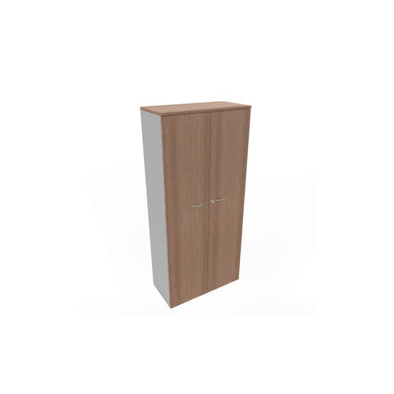 Armadio alto con ante battenti noce scocca trama antracite 90x45xH.200 cm Practika Quadrifoglio - ECES90S-NO-TA-NO
