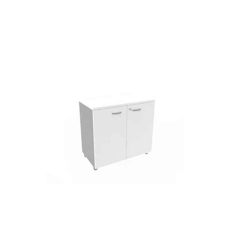 Armadio basso altezza scrivania ante bianco scocca antracite 80x45xH.73 cm Practika Quadrifoglio - ECEB80B-BA-TA-BA