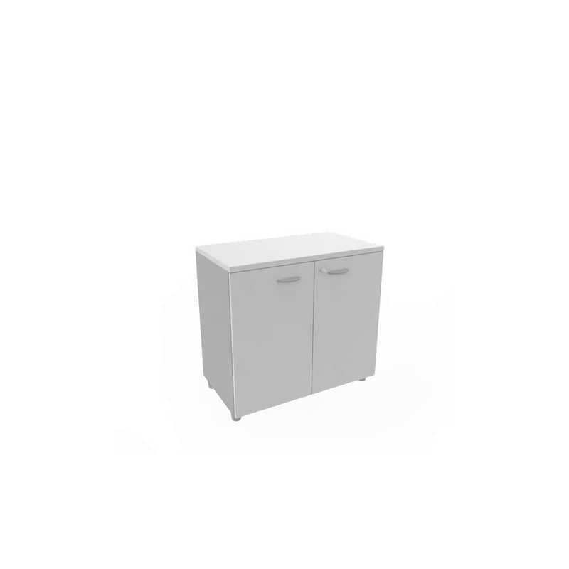 Armadio basso altezza scrivania ante grigio scocca antracite 80x45xH.73 cm Practika Quadrifoglio - ECEB80B-GR-TA-GR