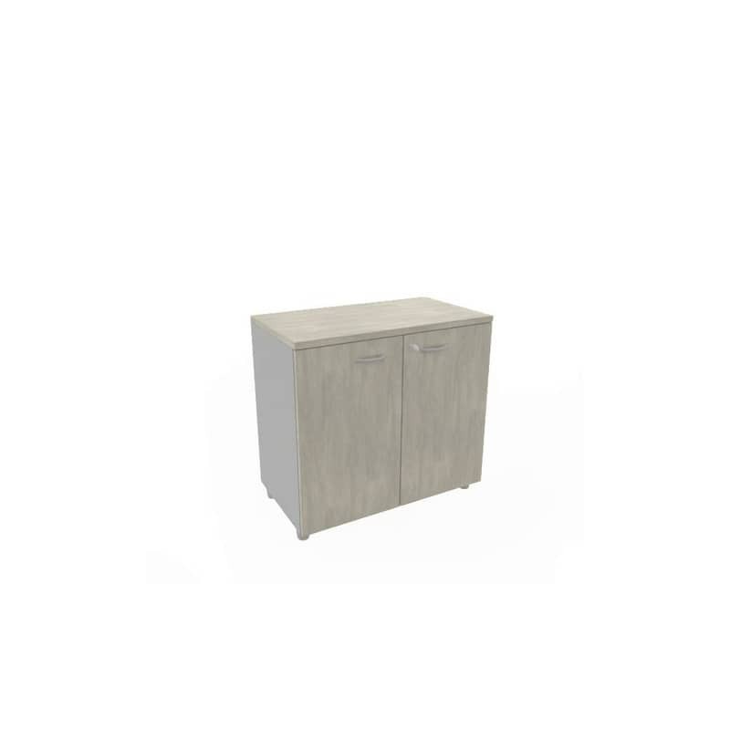 Armadio basso altezza scrivania ante cemento scocca antracite 80x45xH.73 cm Practika Quadrifoglio - ECEB80B-CL-TA-CL