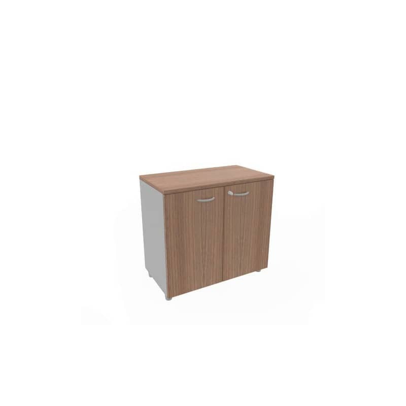 Armadio basso altezza scrivania ante noce canaletto scocca trama antracite 80x45xH.73 cm - ECEB80B-NO-TA-NO