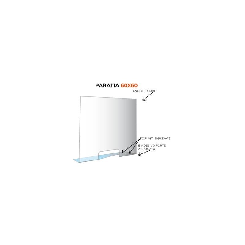 Paratia formato 60x60 cm policarbonato trasparente 05N01935375650