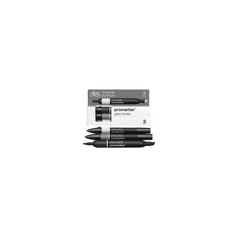 Pennarelli Winsor&Newton Promarker doppia punta fine-larga - conf. 3 pz grigio - 0290185