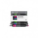 Pennarelli Winsor&Newton Promarker doppia punta fine-larga - conf. 3 toni vibranti - verde, blu, rosso - 0290193