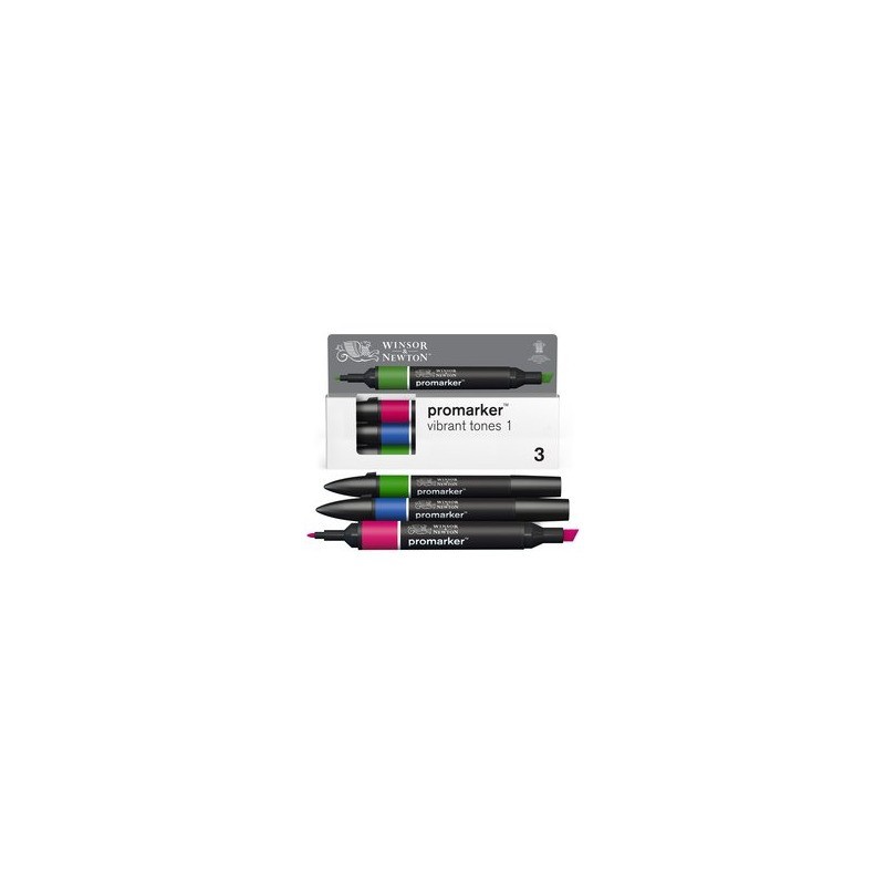 Pennarelli Winsor&Newton Promarker doppia punta fine-larga - conf. 3 toni vibranti - verde, blu, rosso - 0290193