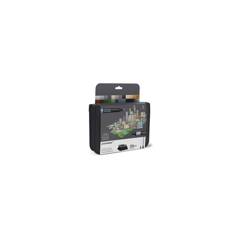 Pennarelli Winsor&Newton Promarker doppia punta fine-larga - conf. 24 pz colori assortiti - 0290163