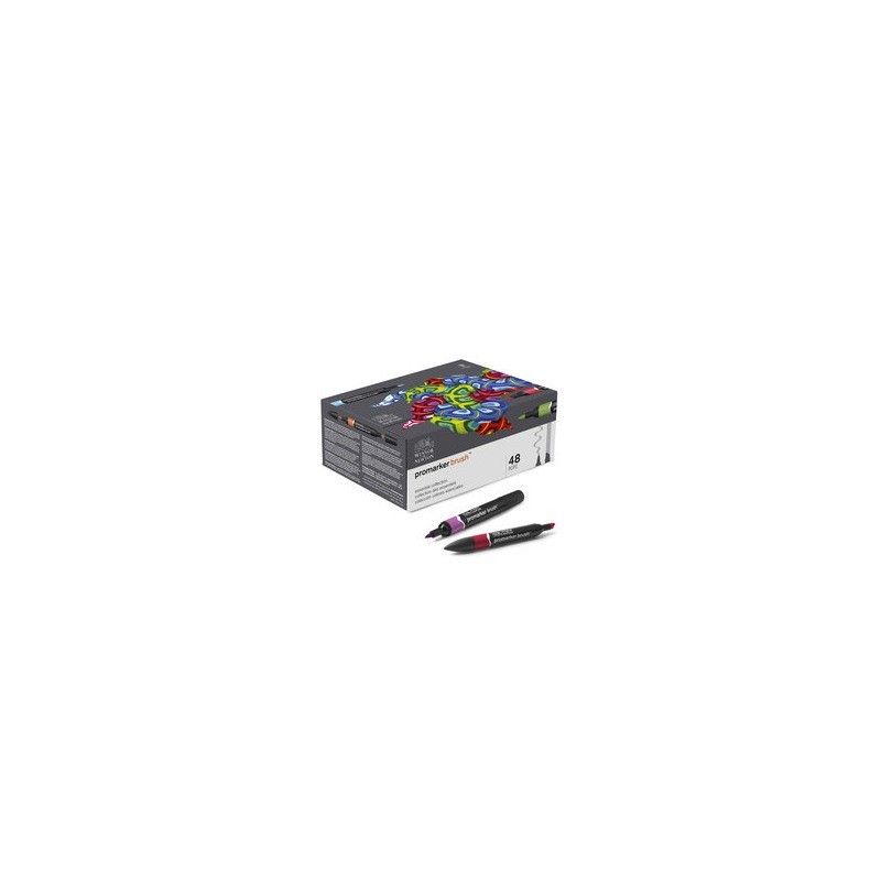 Pennarelli Winsor&Newton Promarker Brush doppia punta scalpello-pennello - conf. 48 pz colori assortiti - 0290080