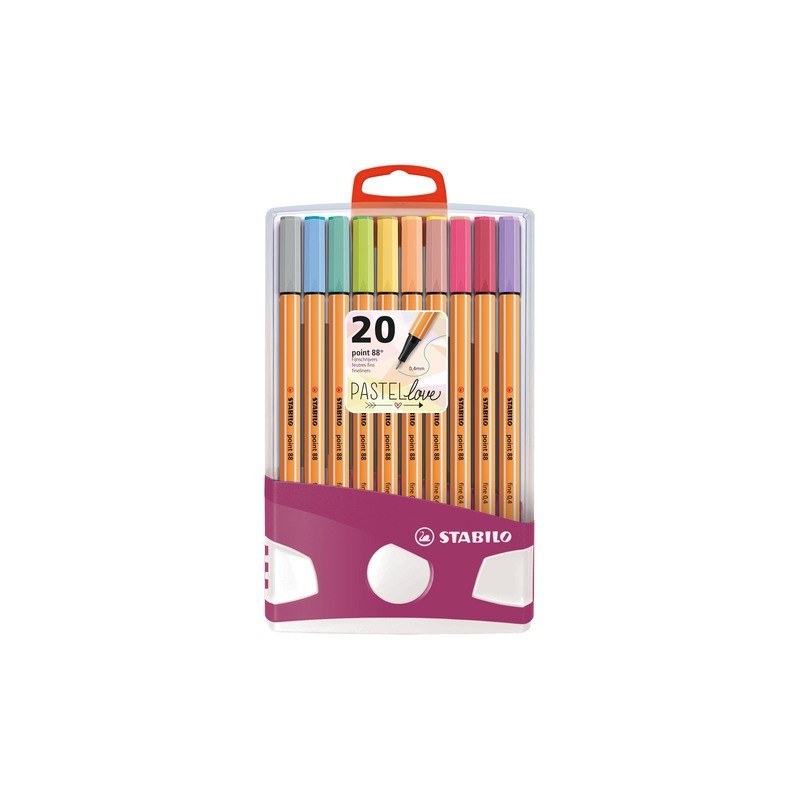 Fineliner Point 88 Stabilo PastelParade -  0,4 mm - conf. 20 colori assortiti - BE8820-0311