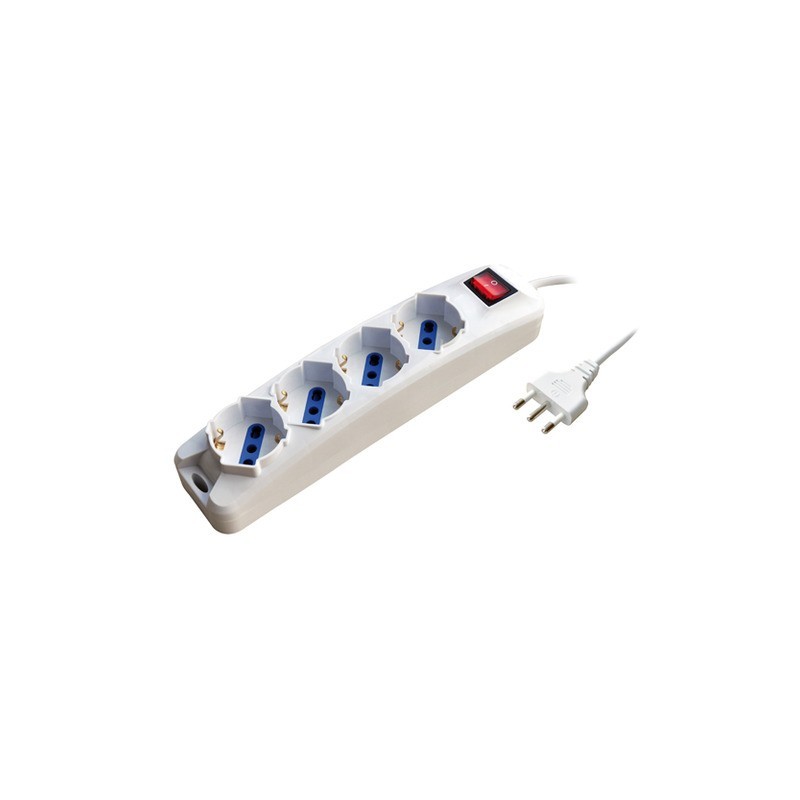 Multipresa schuko/bipasso MKC cavo da 1,5 m - bianca con interruttore 4 posti 492518316