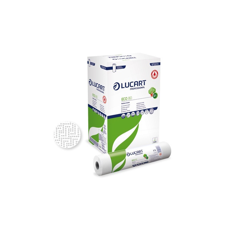 Lenzuolini medici Lucart Professional Eco 80 - bianco 2 veli 80 m - conf. 6 pz - 870074U