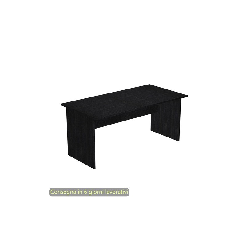 Scrivania linea Presto Artexport 180x80xH.72 cm gamba a pannello in melaminico nero venato frassino -