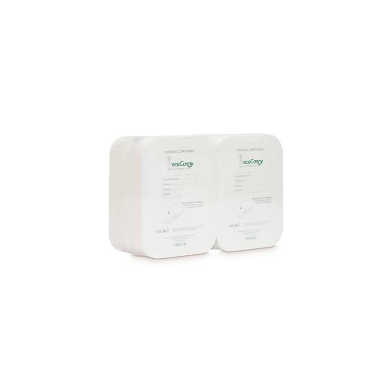 Coperchi per vaschette bio-compostabili ecoCanny Take Away in cartoncino bianco 21x15,7 cm - conf 100 pezzi - ECO‐COP23