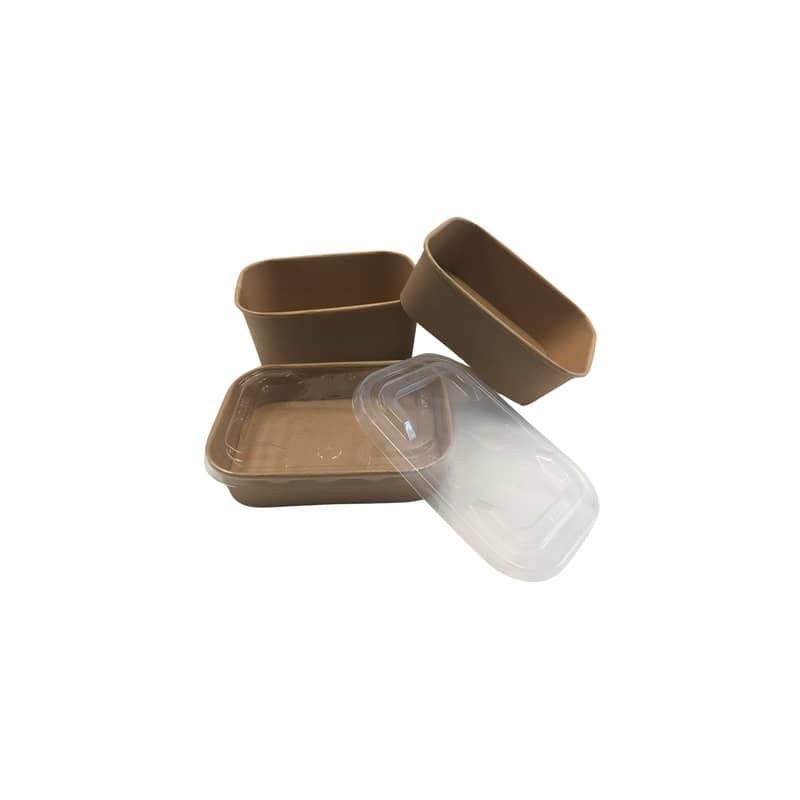 Insalatiera rettangolare in carta kraft e PE Dopla Professional 1 L - conf. 50 pz - 6046