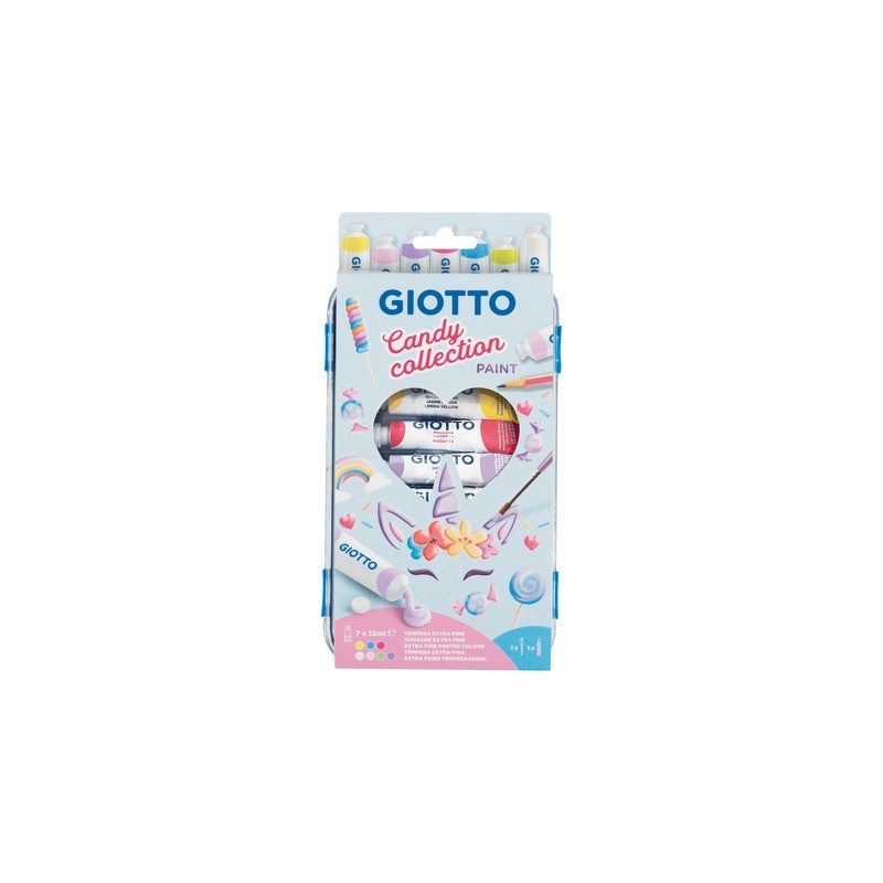 Tempere Giotto Paint Candy Collection 7 tubetti da 12 ml + 1 pennello + 1 matita - colori assortiti - F302300