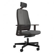 Seduta semi-direzionale schienale in rete nero braccioli e poggiatesta Unisit Titan sedile tessuto Chili grigio -