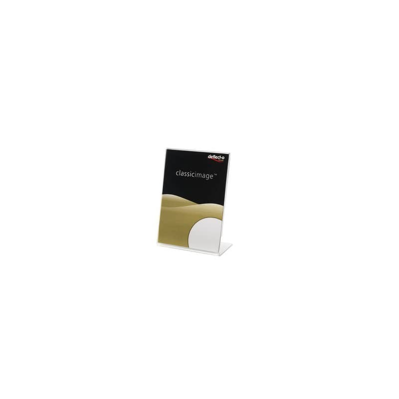 Porta-avvisi deflecto® A7 verticale in polistirene con base a L trasparente 480901 (Conf.7)