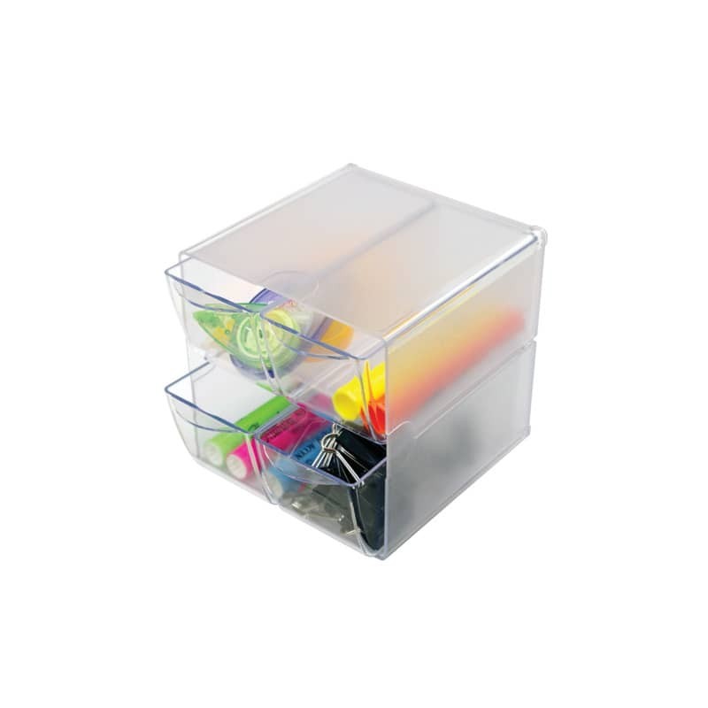 Cubo organizer deflecto® in polistirene con 4 cassetti trasparente 15,2x15,2x15,2 cm - 350301