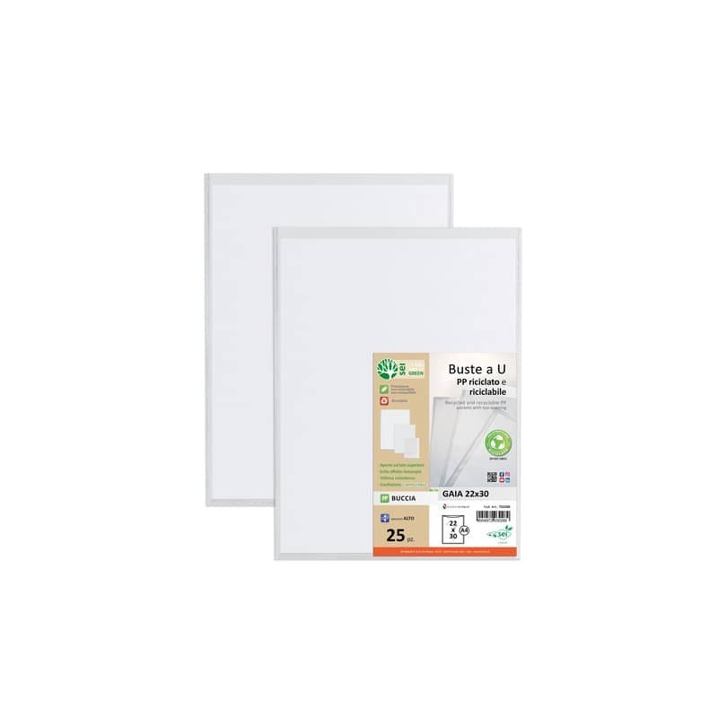 Buste in PP buccia Sei Rota Gaia trasparente 22x30 cm - confezione 25 pezzi - alto spessore - 722230